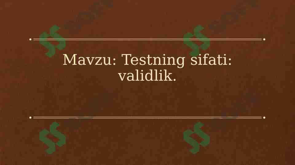 Testning sifati validlik