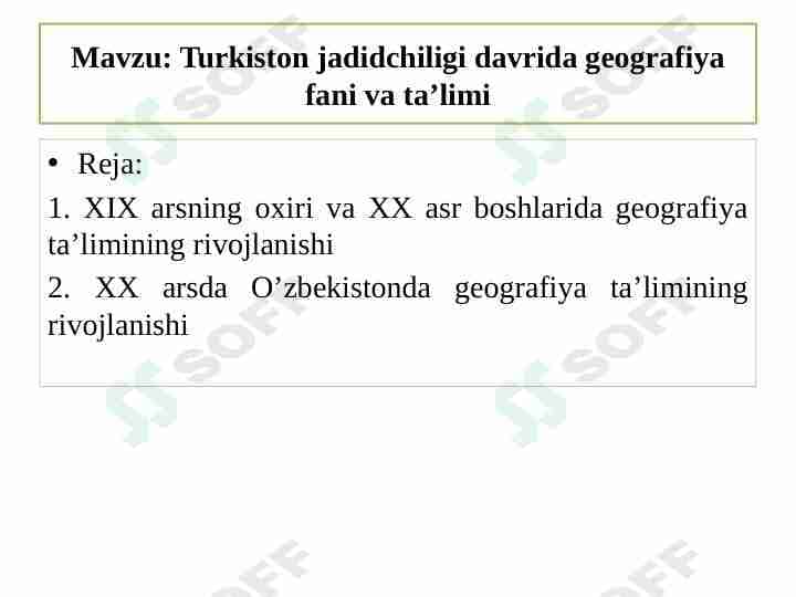 Turkiston jadidchiligi davrida geografiya fani va ta’limi