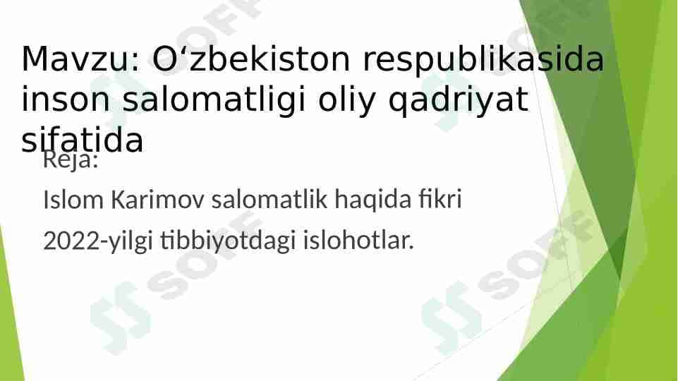 Oʻzbekistonda soʻnggi yillardagi tibbiyotda islohotlar