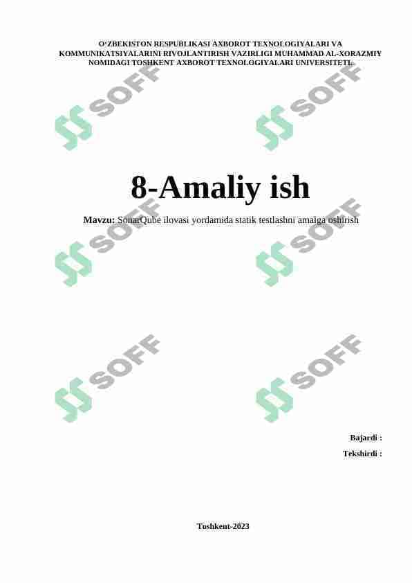 SonarQube ilovasi yordamida statik testlashni amalga oshirish