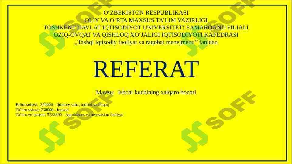 Ishchi kuchining xalqaro bozori