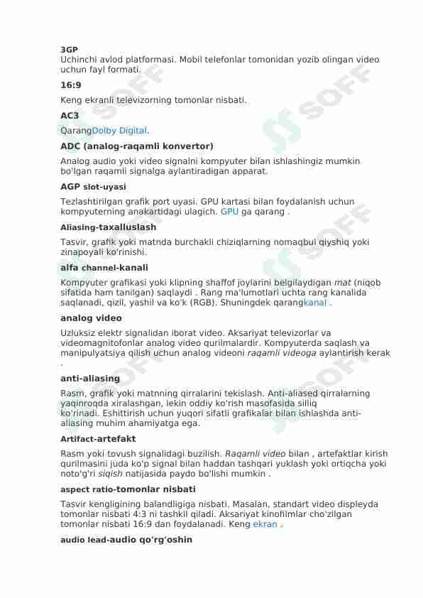 premiere pro dasturi uchun glossary montajda ishlatiladigan terminlar o'zbekcha