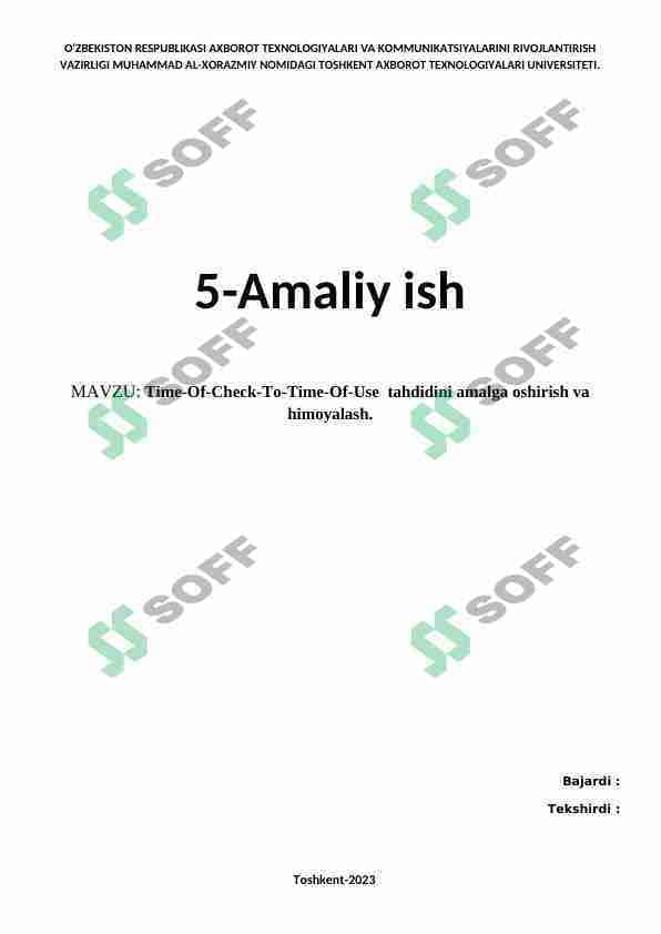 Time-Of-Check-To-Time-Of-Use  tahdidini amalga oshirish va himoyalash.