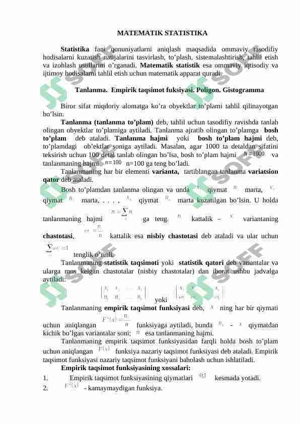 MATEMATIK STATISTIKA