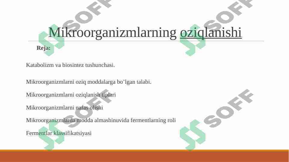 Mikroorganizmlarni oziqlanishi
