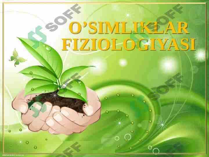 O’simliklarni sug’orish fiziologiyasi va istiqbollari