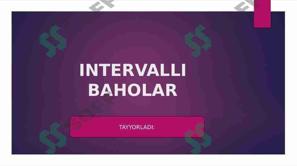INTERVALLI BAHOLAR