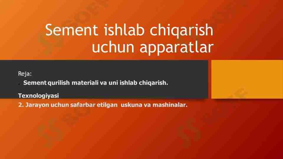 Sement ishlab chiqarish apparatlari
