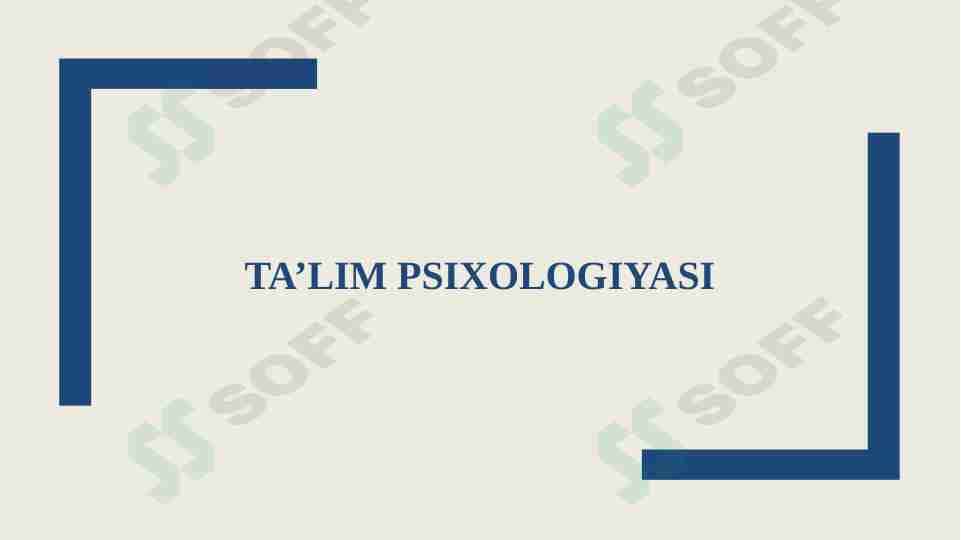 TA’LIM PSIXOLOGIYASI