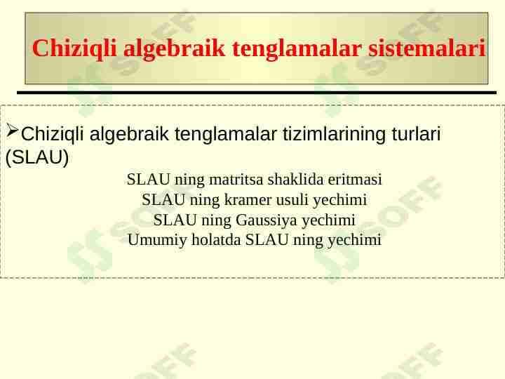 Chiziqli algebraik tenglamalar sistemasi