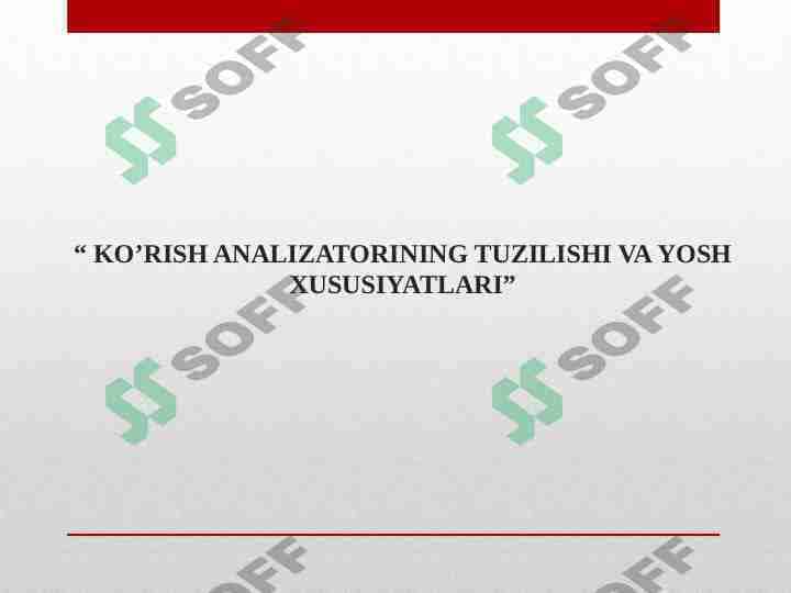 Ko'rish analizatorining tuzilishi va yosh xususiyatlari