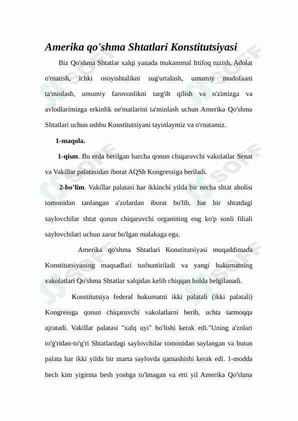 Amerika Qo'shma Shtatlari konstitutsiyasi