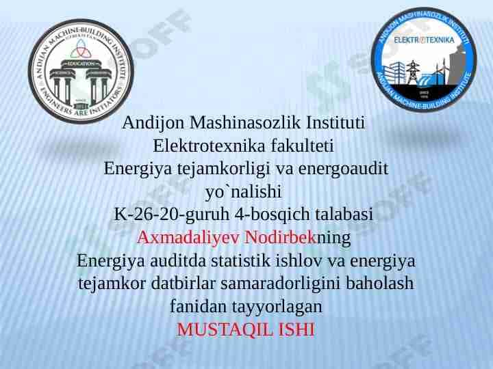 Sanoat korxonalari elektr taminot tizimida energetik audit