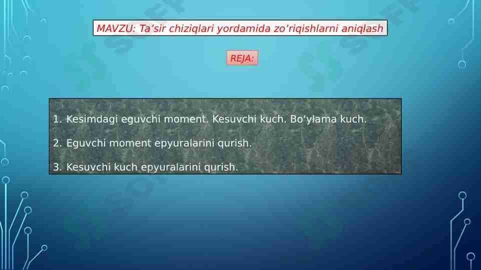 Ta’sir chiziqlari yordamida zo’riqishlarni aniqlash