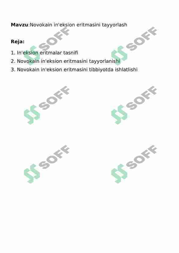 Novokain in'eksion eritmasini tayyorlash
