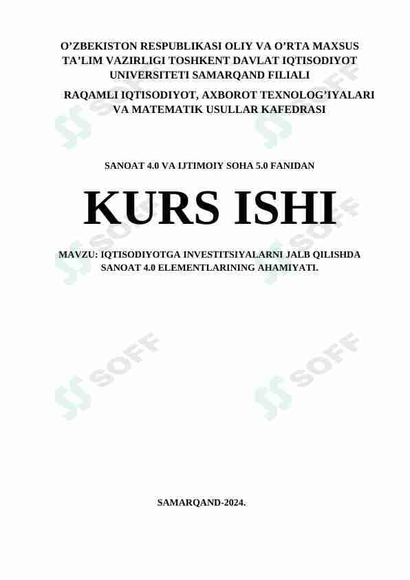 Iqtisodiyotga investitsiyalarni jalb etish