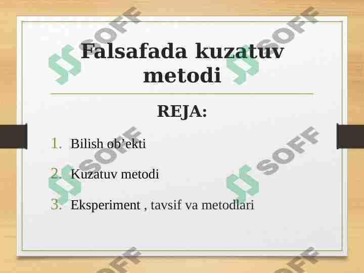 Falsafada kuzatuv metodi