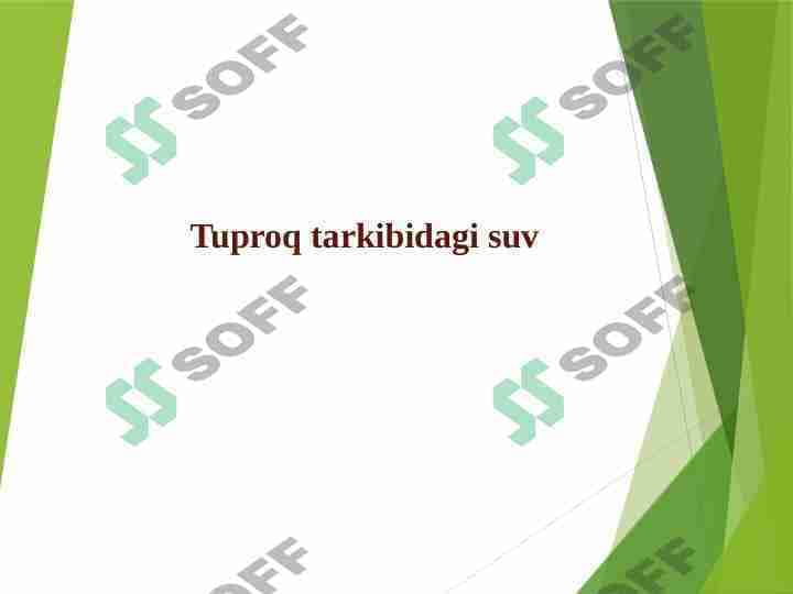 Tuproq tarkibidagi suv