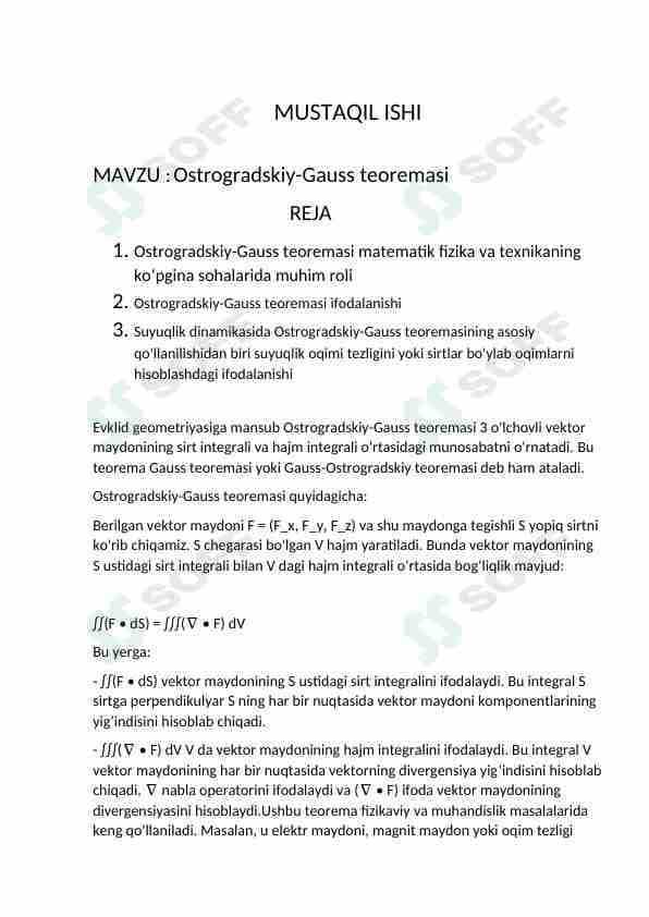 Fizika Ostrogradskiy-Gauss teoremasi