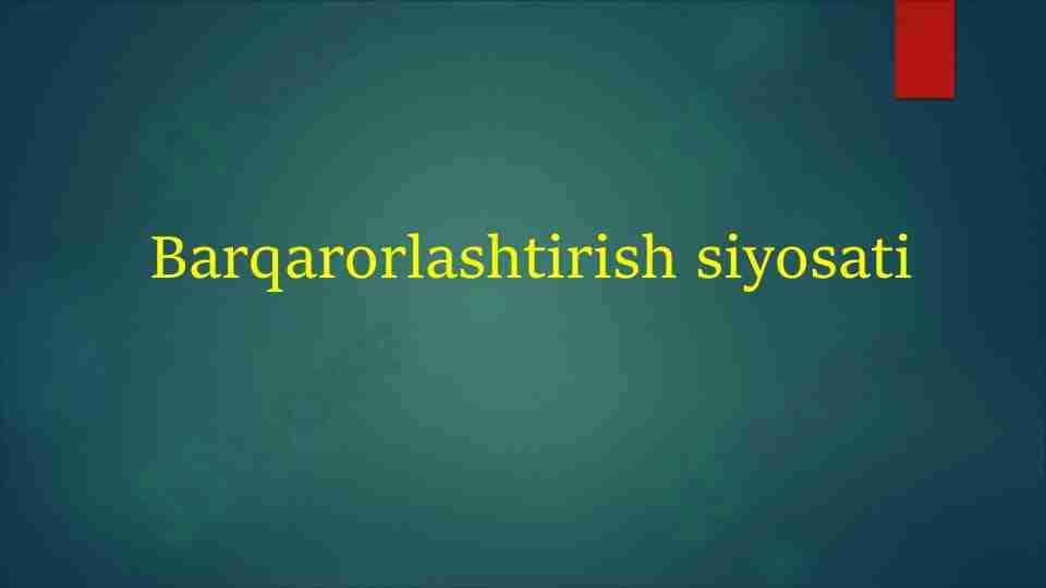 Barqarorlashtirish siyosati