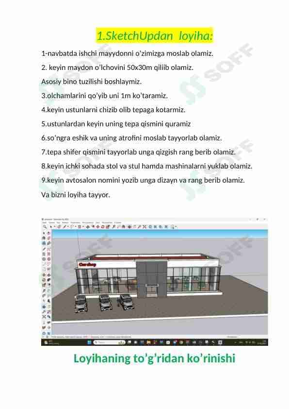 SketchUp loyiha avtosalon