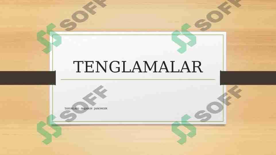 Tenglamalar