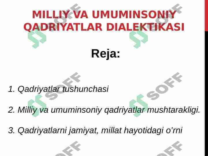 Milliy va umuminsoniy qadriyatlar dialektikasi