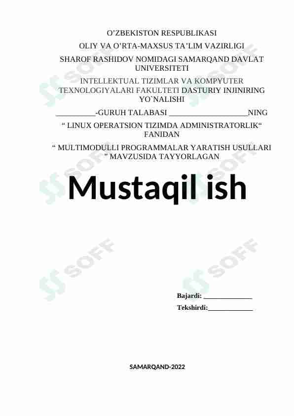 MULTIMODULLI PROGRAMMALAR YARATISH USULLARI