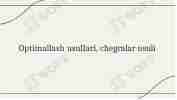 optimallashtirish usullari