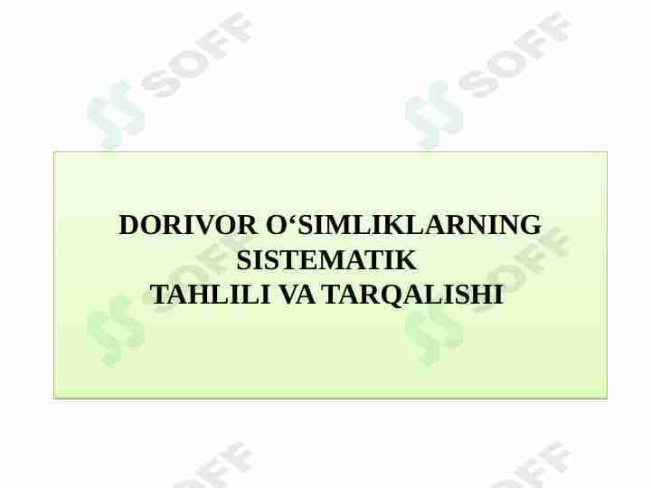 Dorivor oʻsimliklar