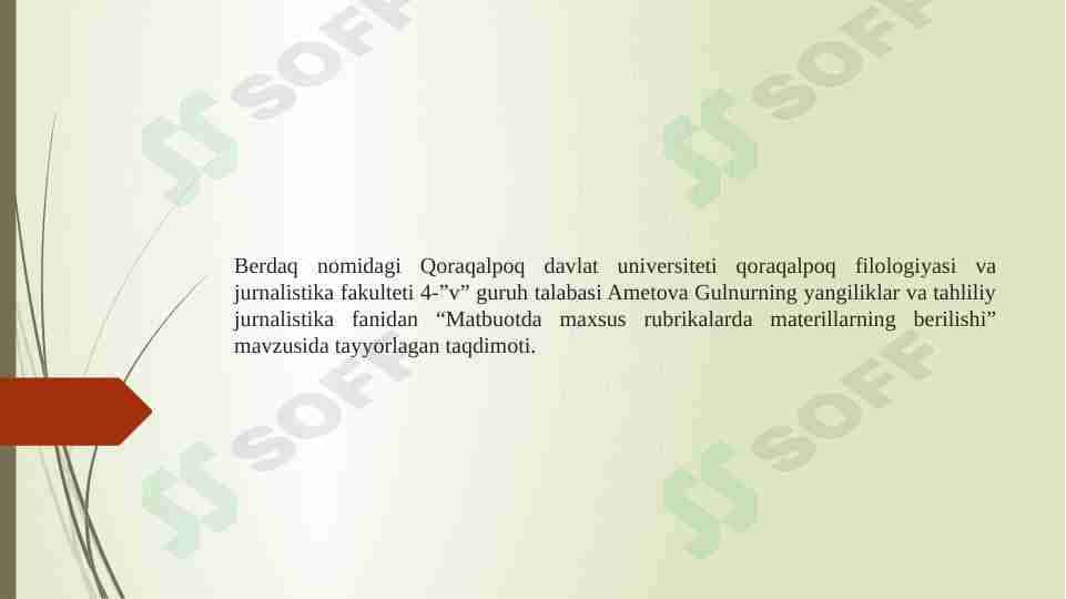 Matbuotda rubrikalar: tarixi, turlari, ahamiyati(misollar bilan).