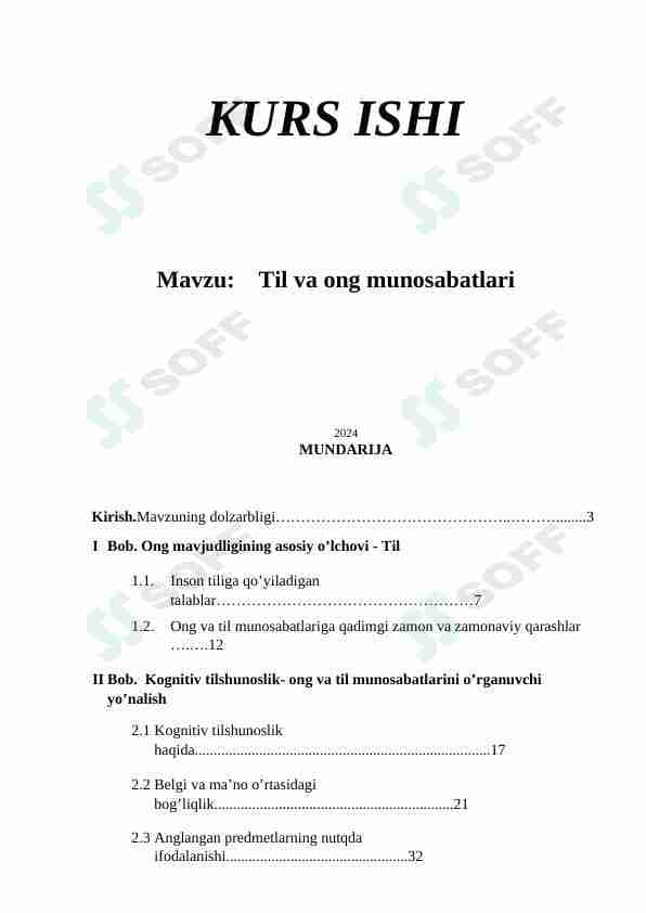 Til va ong munosabatlari