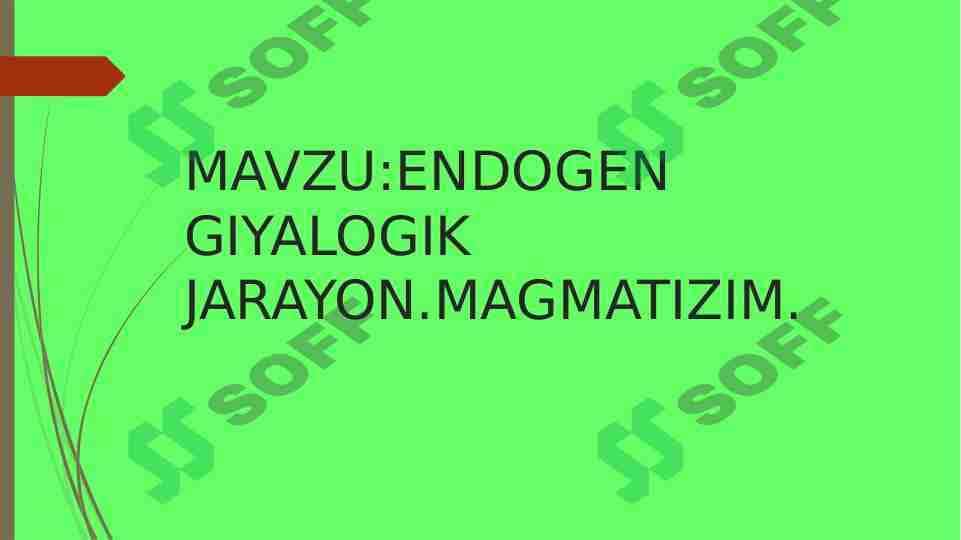 ENDOGEN GIYALOGIK JARAYON.MAGMATIZIM.