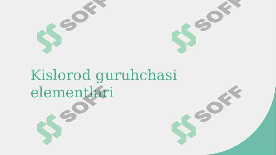 Kislorod guruhchasi elementlari