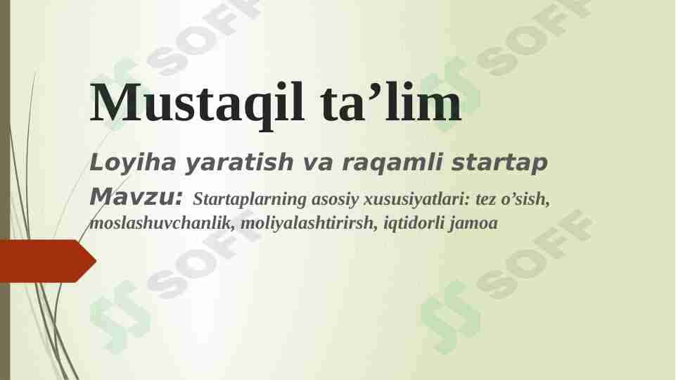 Startaplarning asosiy xususiyatlari
