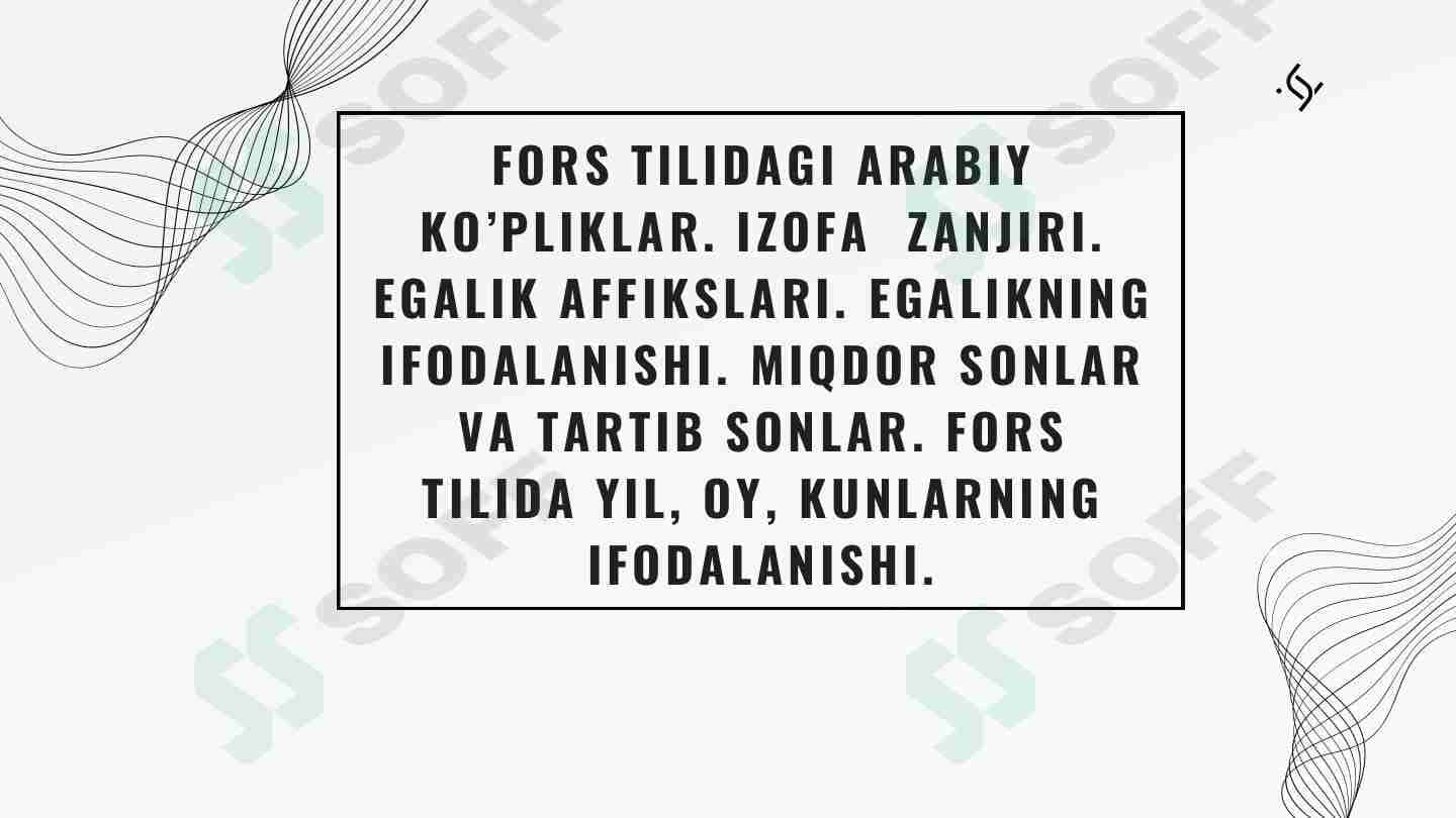 Fors tilidagi arabiy ko’pliklar.