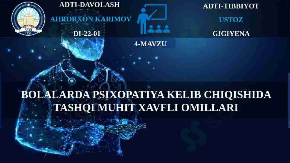 BOLALARDA PSIXOPATIYA KELIB CHIQISHIDA TASHQI MUHIT XAVFLI OMILLARI