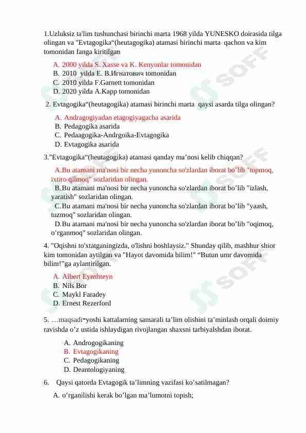 Pedagogikdan test