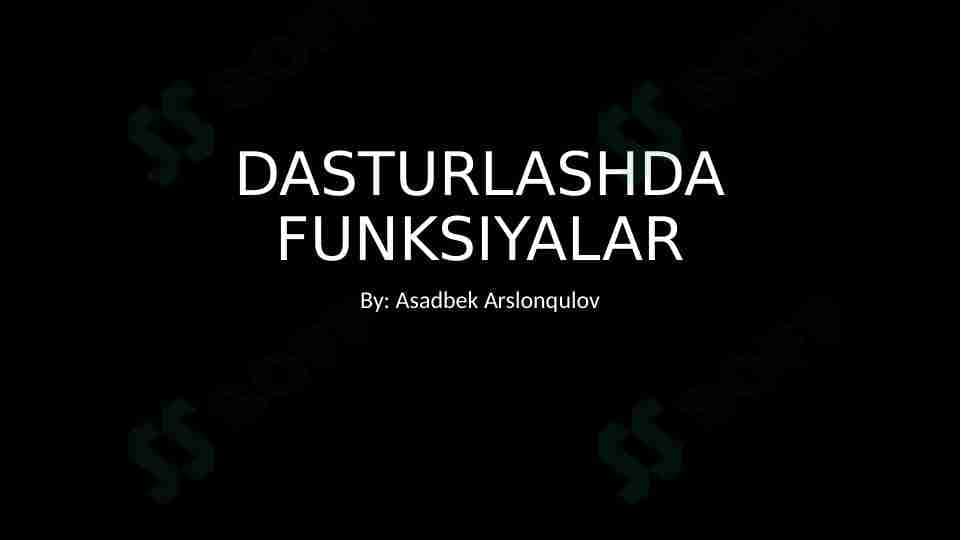"Dasturlashda funksiyalar"