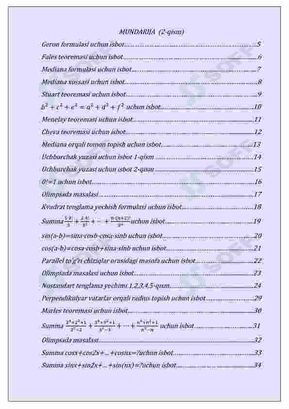 Matematika formulalar isboti 2-qism