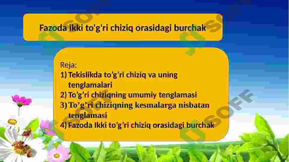 Fazoda ikki to'g'ri chiziq orasidagi burchak