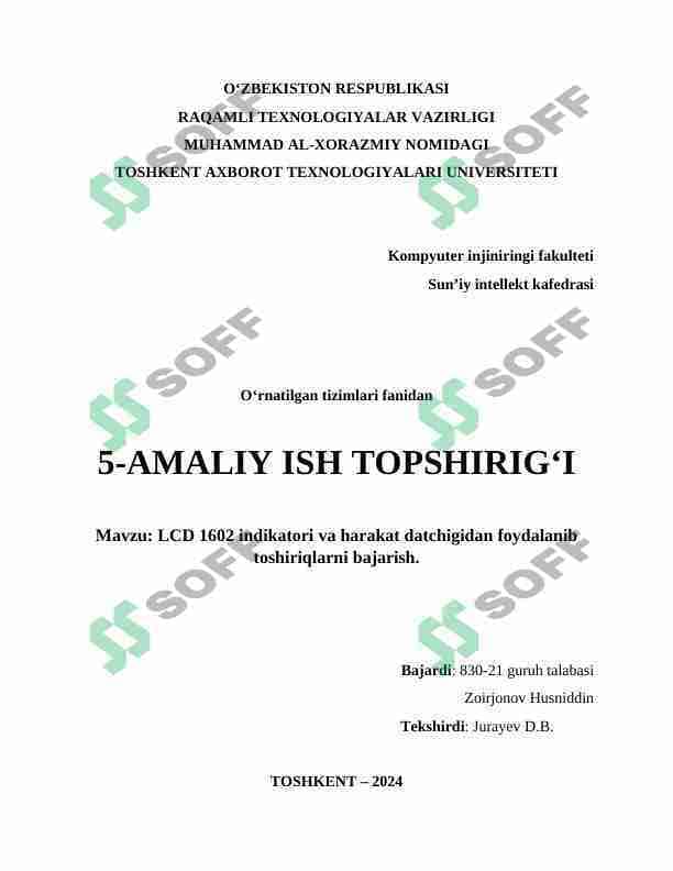 Masofa sensor (Ultrasonik sensor) ni tugma orqali yoqish va masofaga qarab ton almashishini potensiometrda boshqarish.