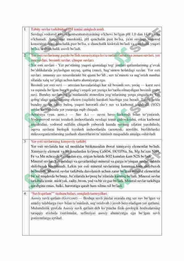 Gidrogeoekologiya fanidan 50 ta savolga javob