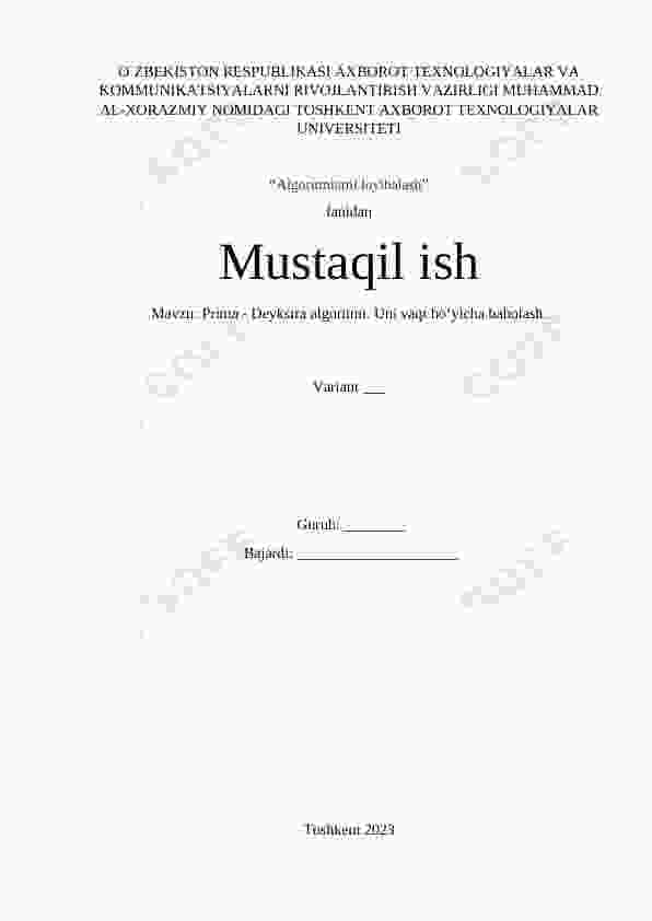 Prime - Deykstra algoritm. Uni vaqt bo'yicha baholash
