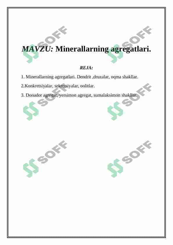 Minerallarning agregatlari