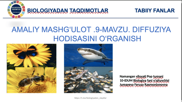 DIFFUZIYA HODISASINI O‘RGANISH