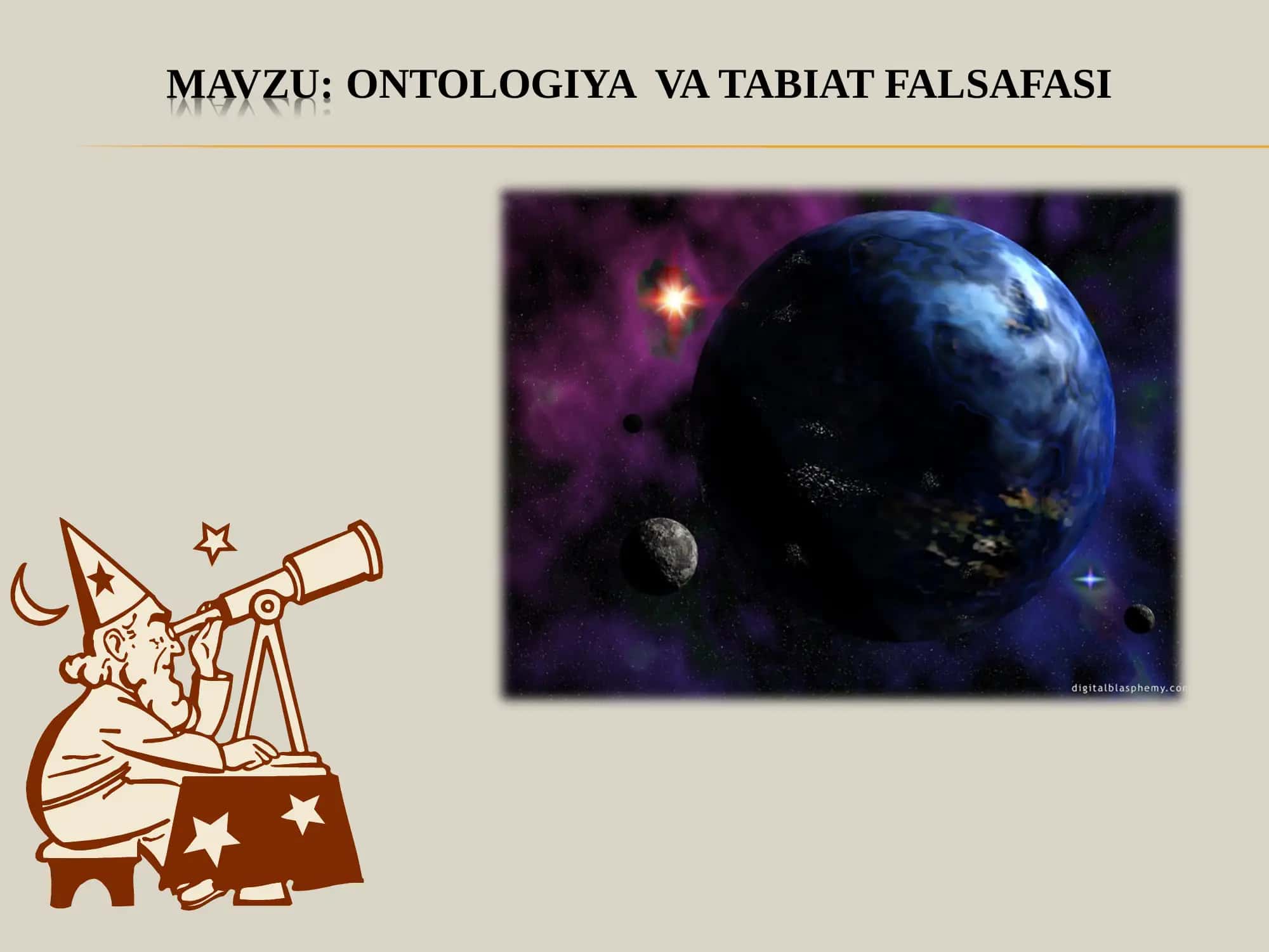 Falsafa fani uchun Ontologiya mavzusi