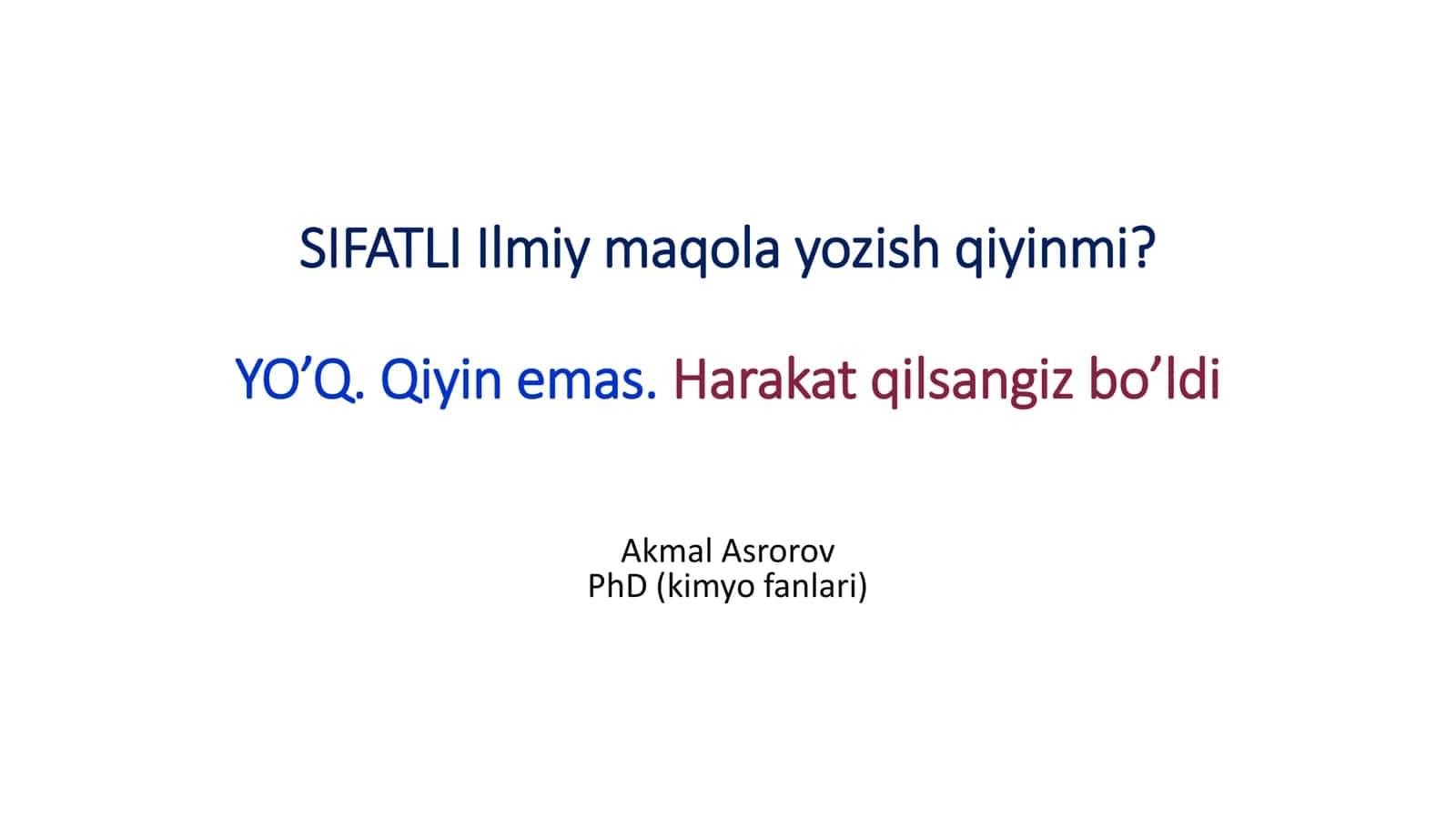 Sifatli Ilmiy Maqola Yozish