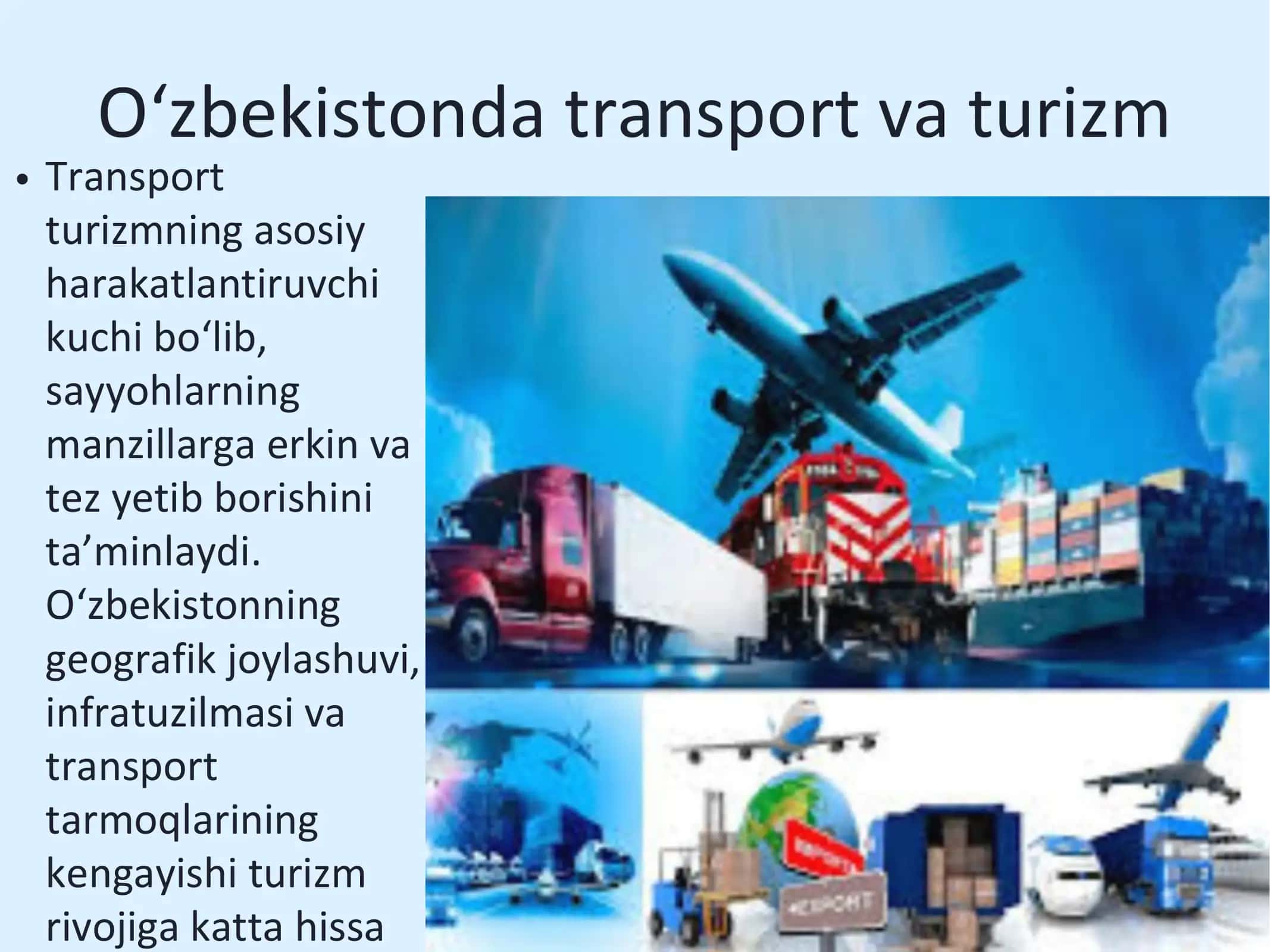 O‘zbekistonda transport va turizm