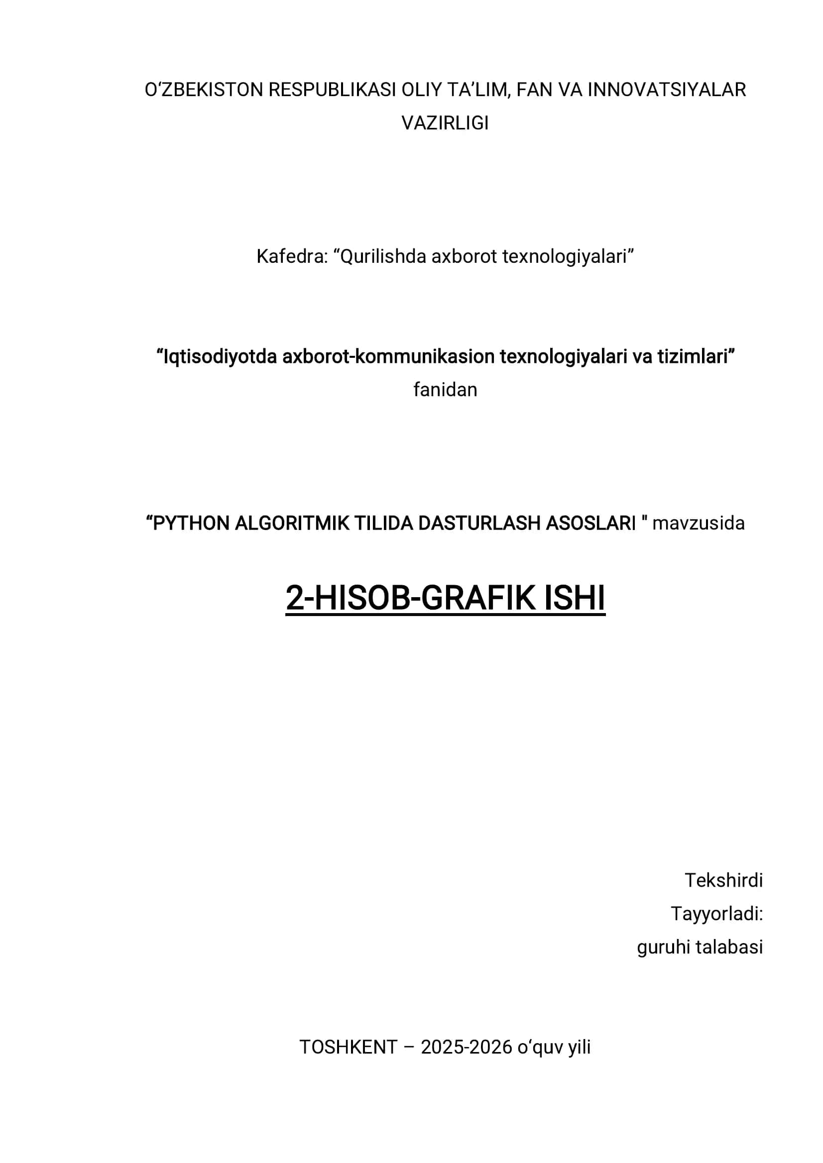 PYTHON ALGORITMIK TILIDA DASTURLASH ASOSLARI